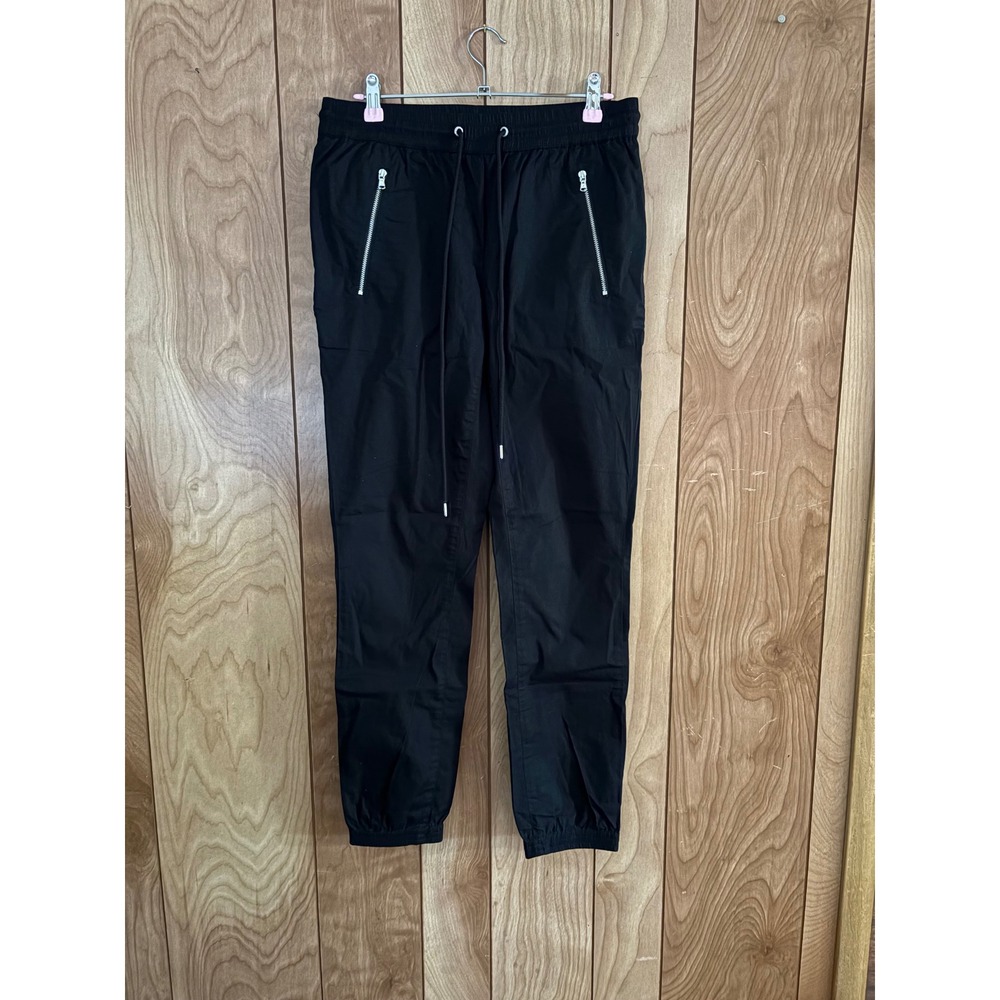 Nautica Women Black Jogger Pants Elastic Drawstring Waist Zipper Pockets Size S
